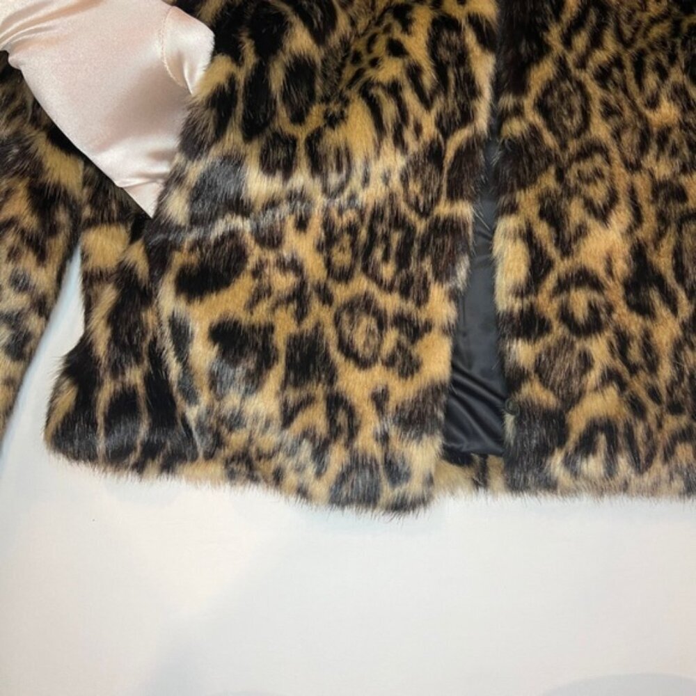 NWT KAREN MILLEN Super-Soft Faux Fur Leopard Print Lined Jacket w Pockets Sz 6 - Picture 11 of 16